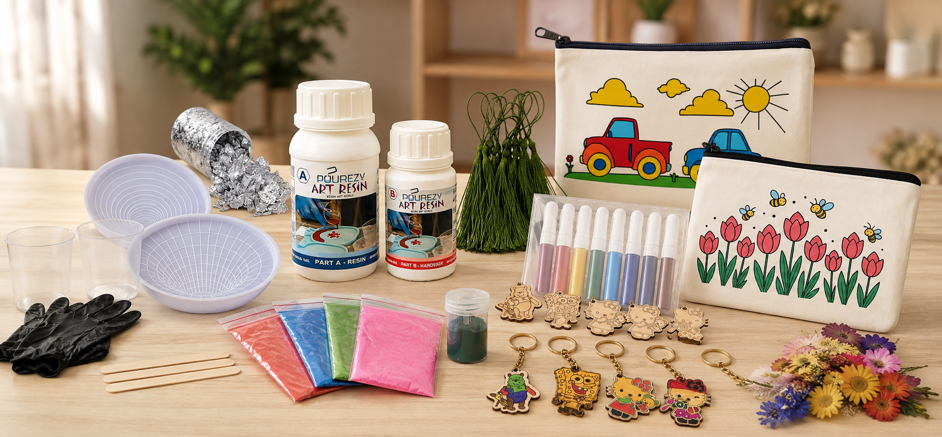 DIY Art Resin Kits from Resin Art World Dubai. Odor-Free, High Quality and Eco Friendly to start with Resin Art.