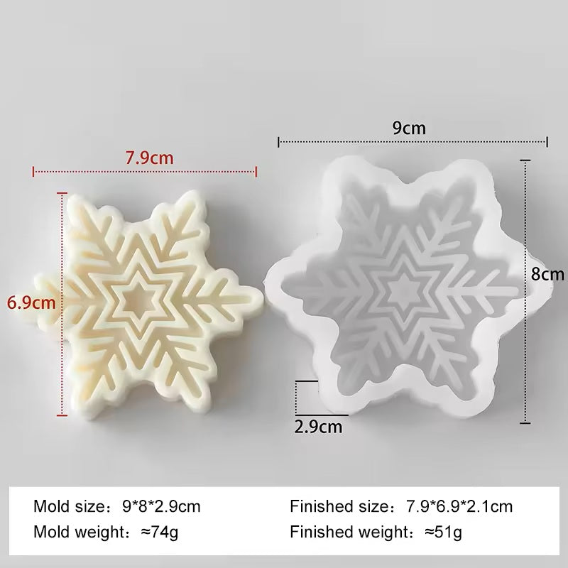 DIY Christmas Snowflake Silicone Mold Scented Candle Mold Handmade Soap Mold Christmas Cookie Candy Chocolate Baking Mold