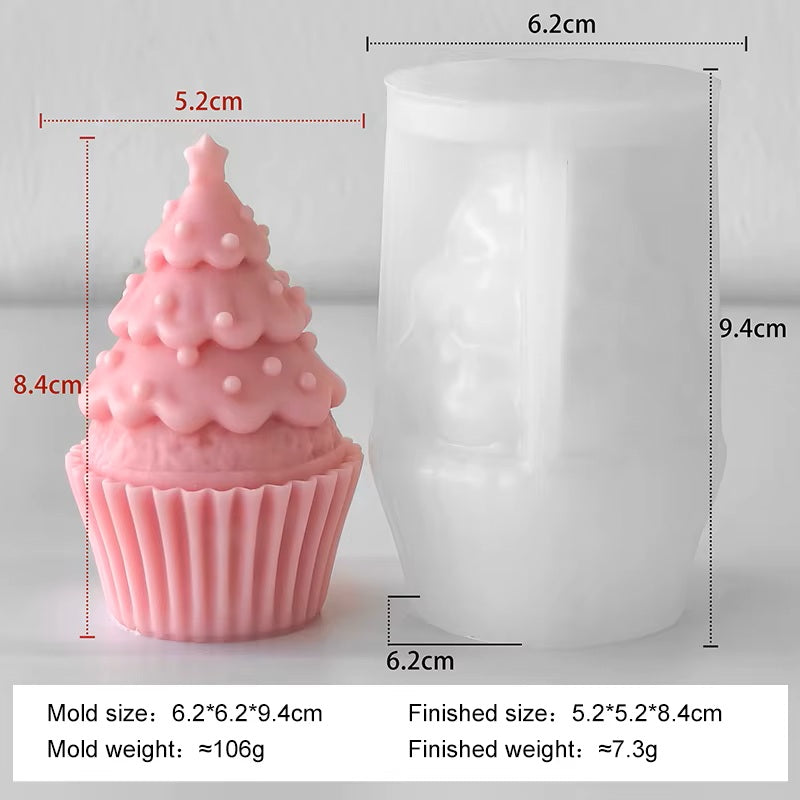 3D Christmas Tree Cake Candle Silicone Mold DIY Plaster Resin Handmade Soap Candle Christmas Decoration