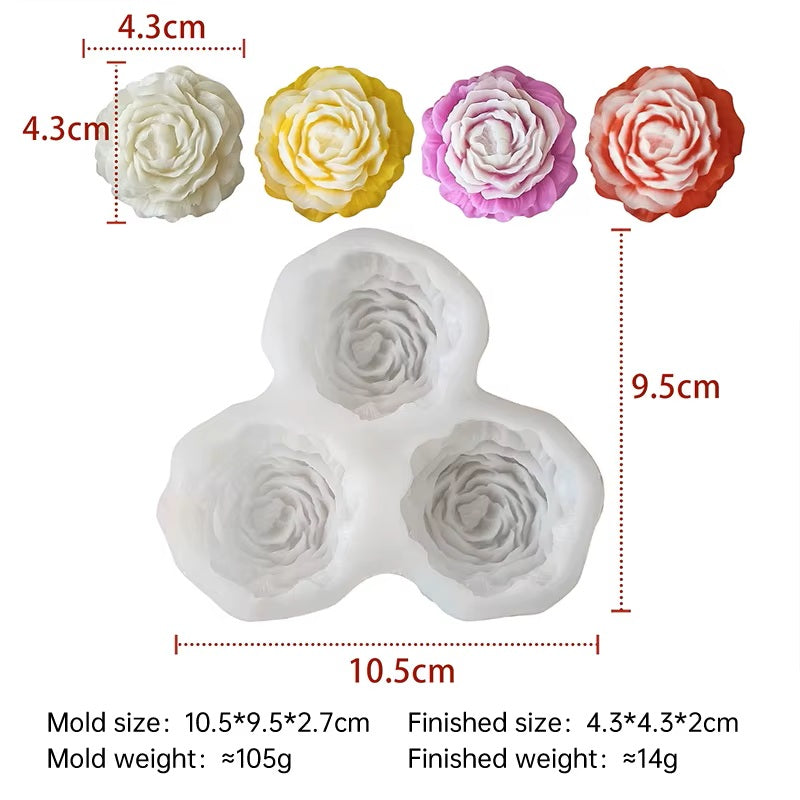 3 Cavity Flower Silicone Suitable for DIY Soap Candles & Aromatherapy Stones