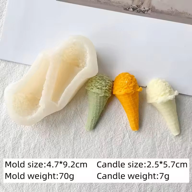 Ice Cream Cone Silicone Mold Concrete Plaster Ice Cream Mold Epoxy Resin Ice Cream Mold Wax Candle Making Silicon Mold Soap Mold