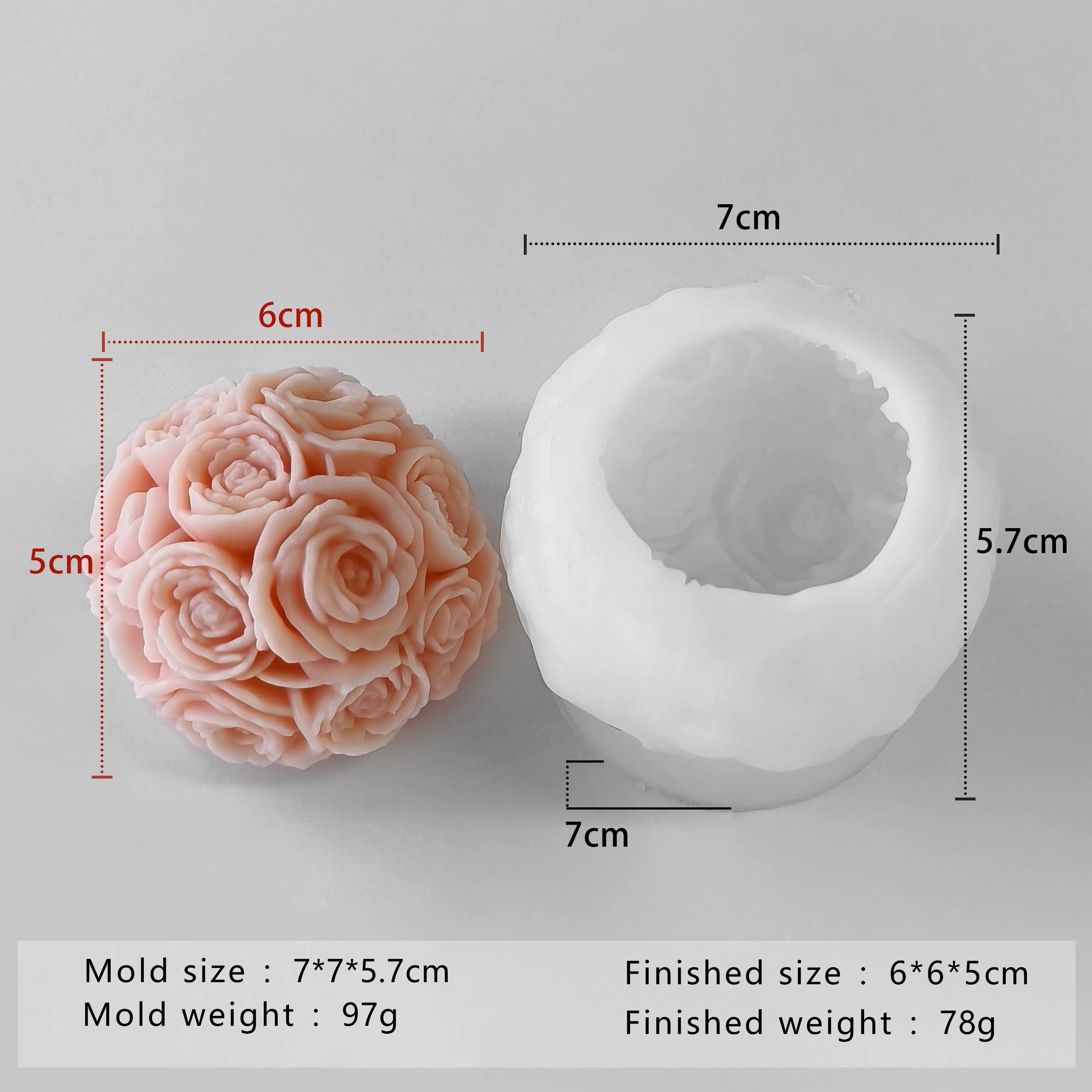 3D Floral Ball Candle Silicone Mold DIY Creative Aromatherapy Plaster Epoxy Resin Ornament Molds Home