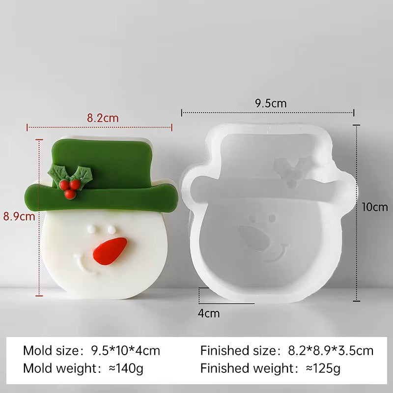 3D Relief Soap Making Christmas Hat Snowman Plaster Silicone Molds, Beard Elf Candle Decoration Festival