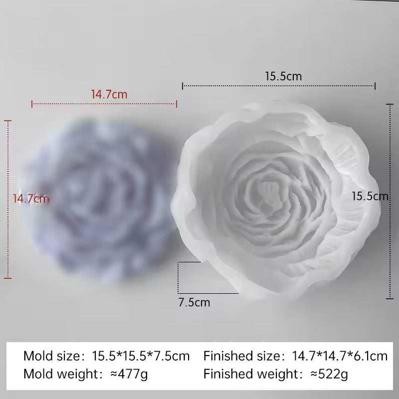 Large Peony Silicone Mold-Peony Flower Candle Mold Flower Concrete Mold Handmade Soap Mold Epoxy Resin Art Mold Jesmonite Plaster Decor Mold