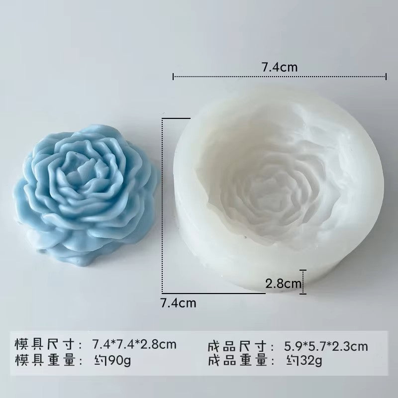 3D Peony Flower Silicone Mold for Candle Making, Resin & Epoxy Crafts DIY Jewelry and Ornament Casting Tool Peony Flower Gypsum Candle Making Silicone Mold