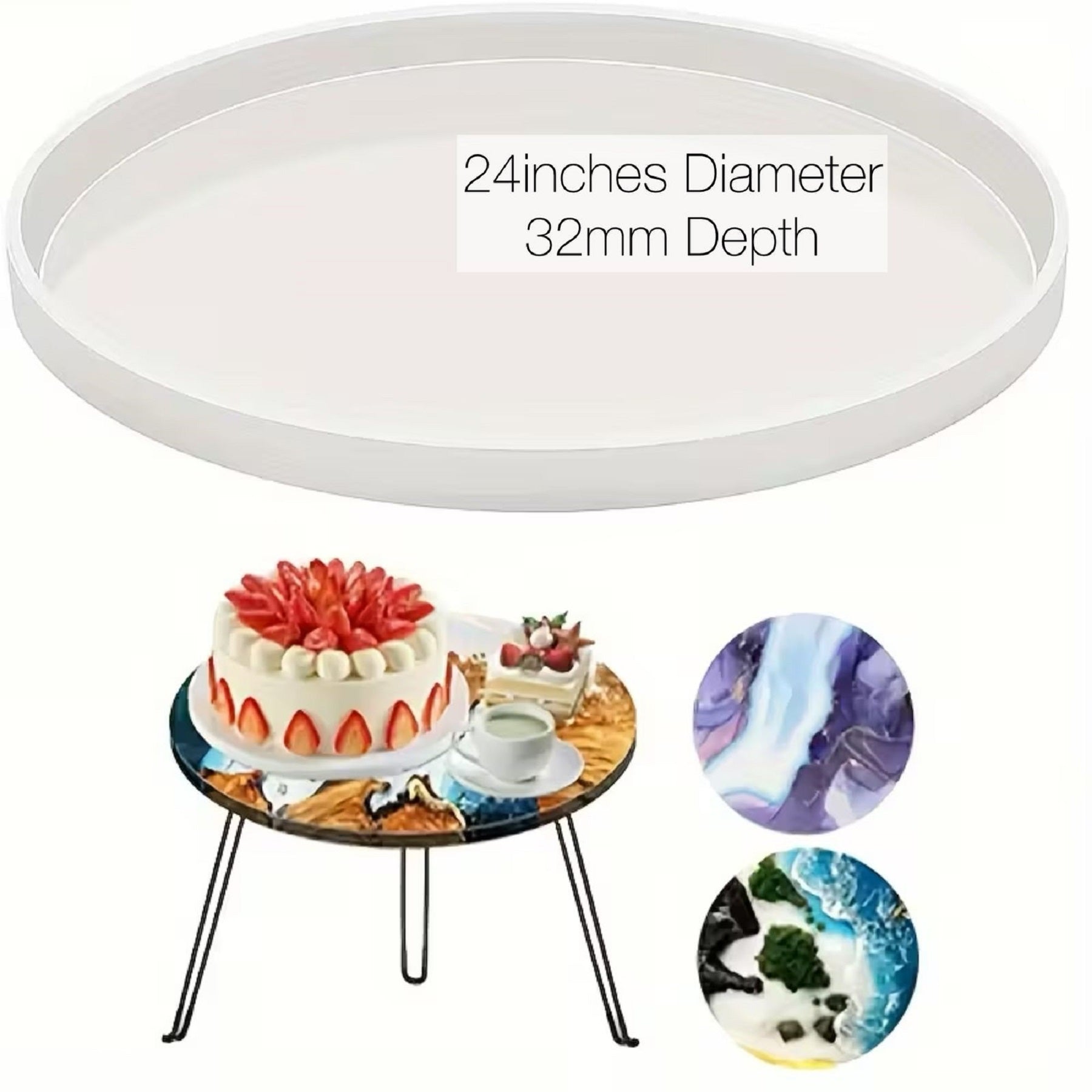 24″ Large Resin Table Molds, Large Resin Mold Round Silicone,Epoxy Table Mold for Charcuterie Board, River Resin Coffee Table, DIY Art Home