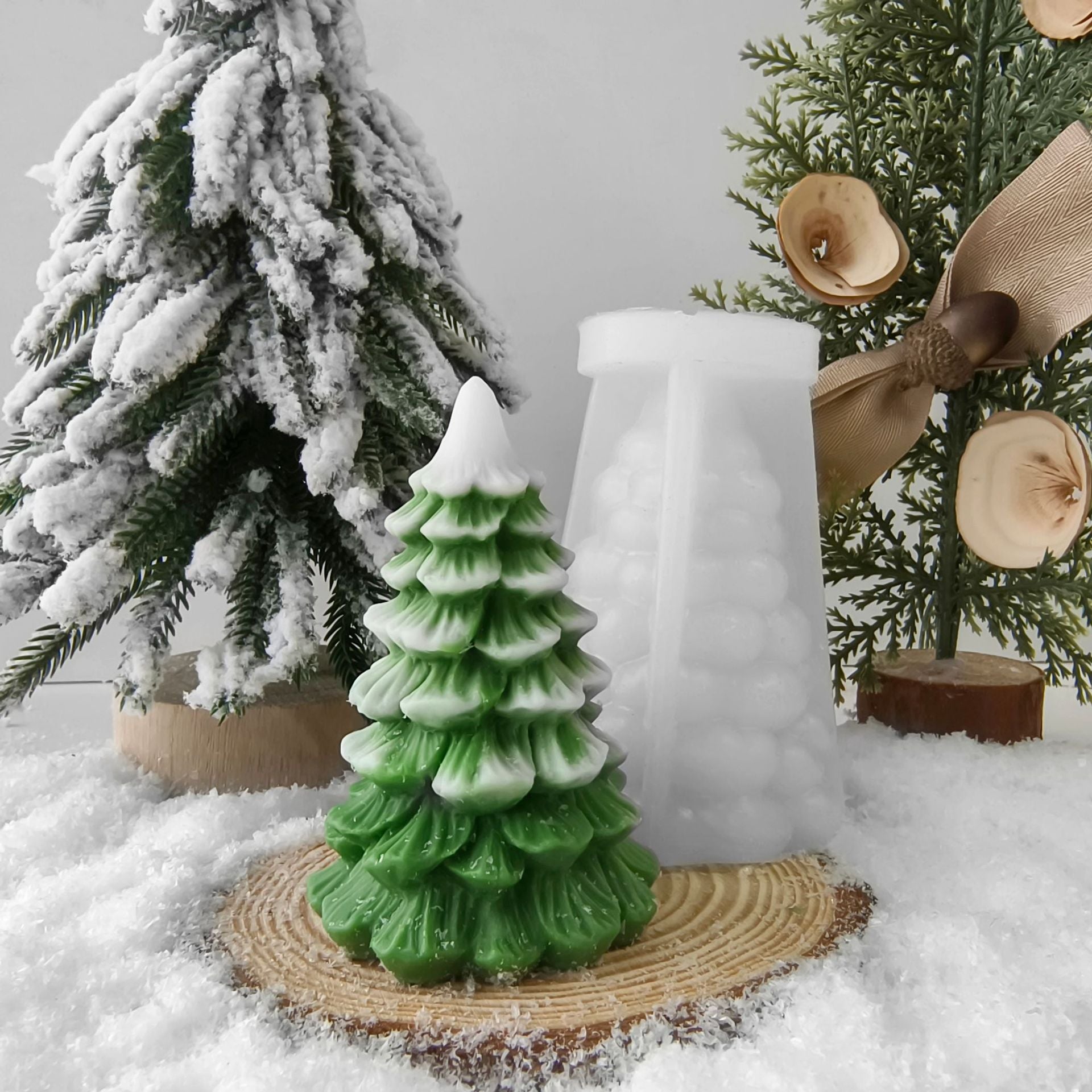 3D Christmas Tree Scented Candle Silicone Mold DIY Plaster Resin Ornament Molds Handmade Soap Candle Christmas Decoration