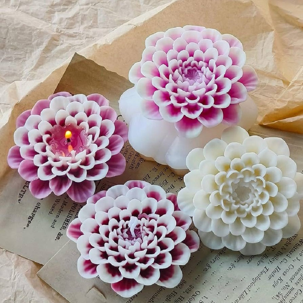 3D Flower Candle Silicone Mold Dahlia Flower Candle Mold Blooming Flower Candle Mold