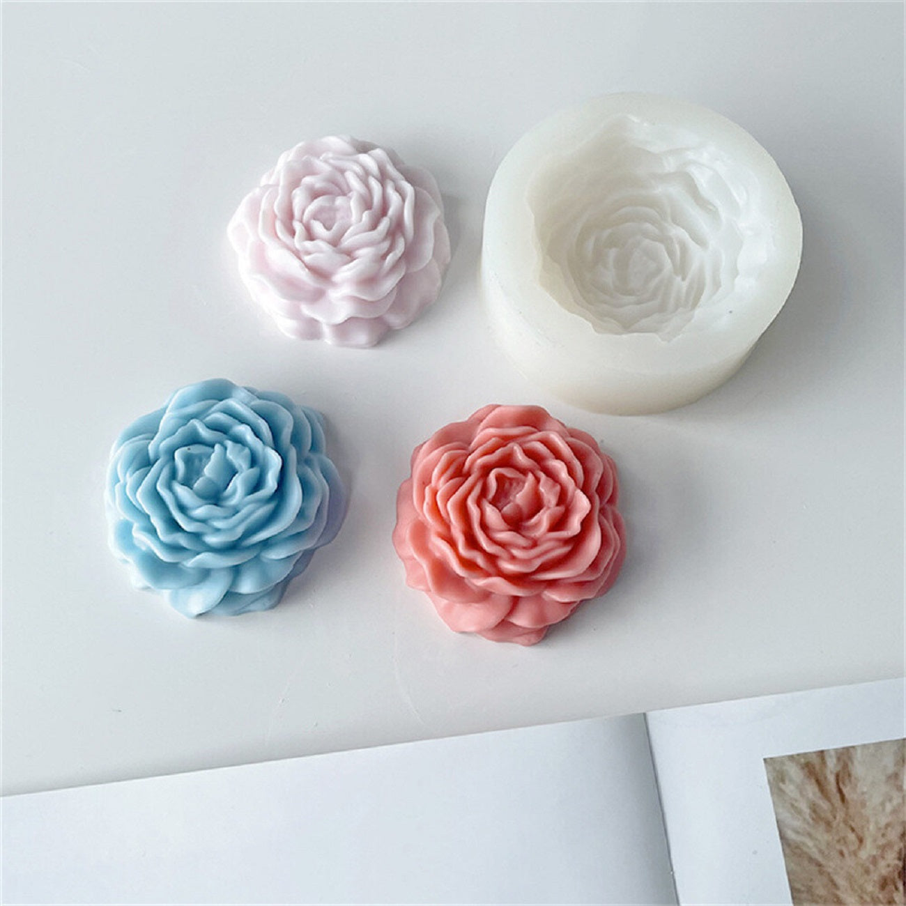 3D Peony Flower Silicone Mold for Candle Making, Resin & Epoxy Crafts DIY Jewelry and Ornament Casting Tool Peony Flower Gypsum Candle Making Silicone Mold