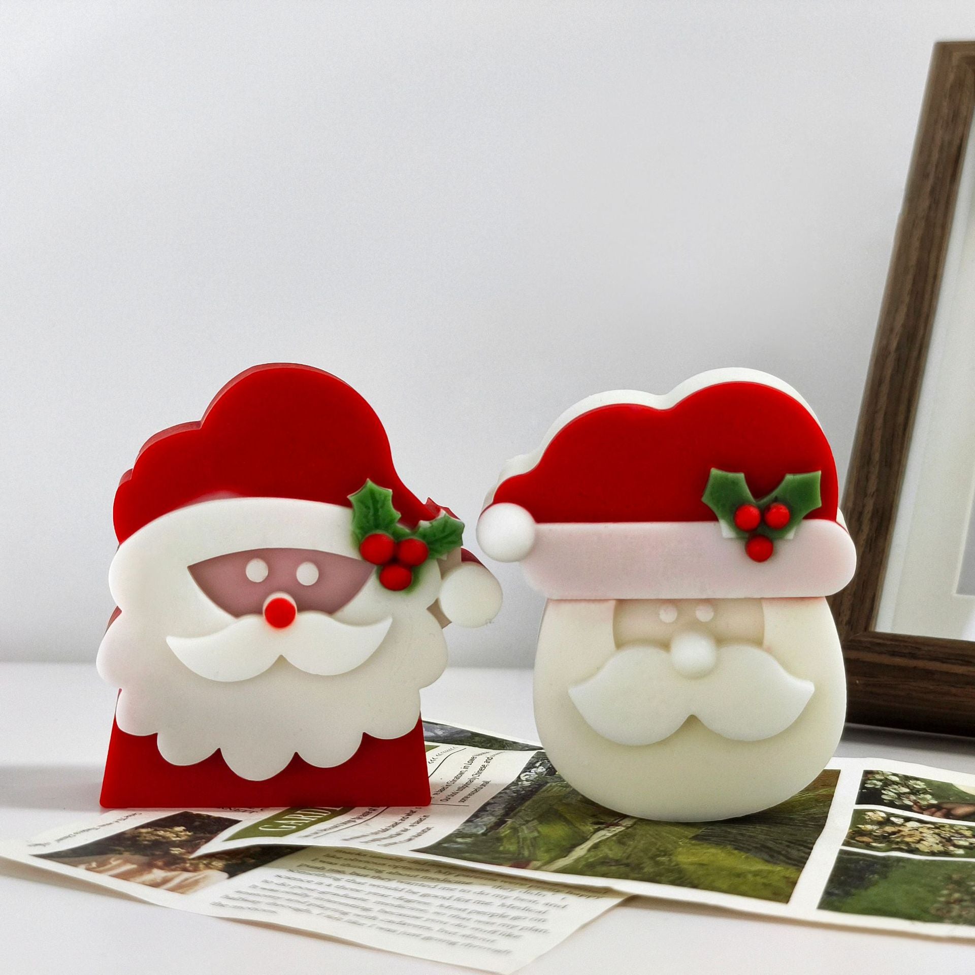3D Relief Santa Claus Soap Making Christmas Hat Snowman Plaster Silicone Molds Beard Elf Candle Decoration Festival