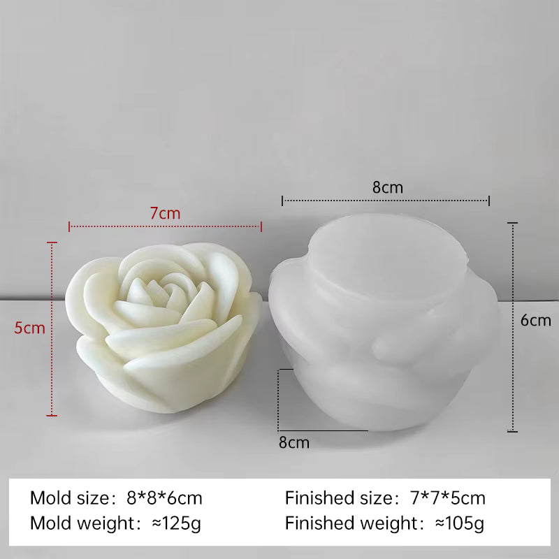 3D Rose Bloom Flower Scented Candle Silicone Mold DIY Epoxy Resin Decorative Ornament