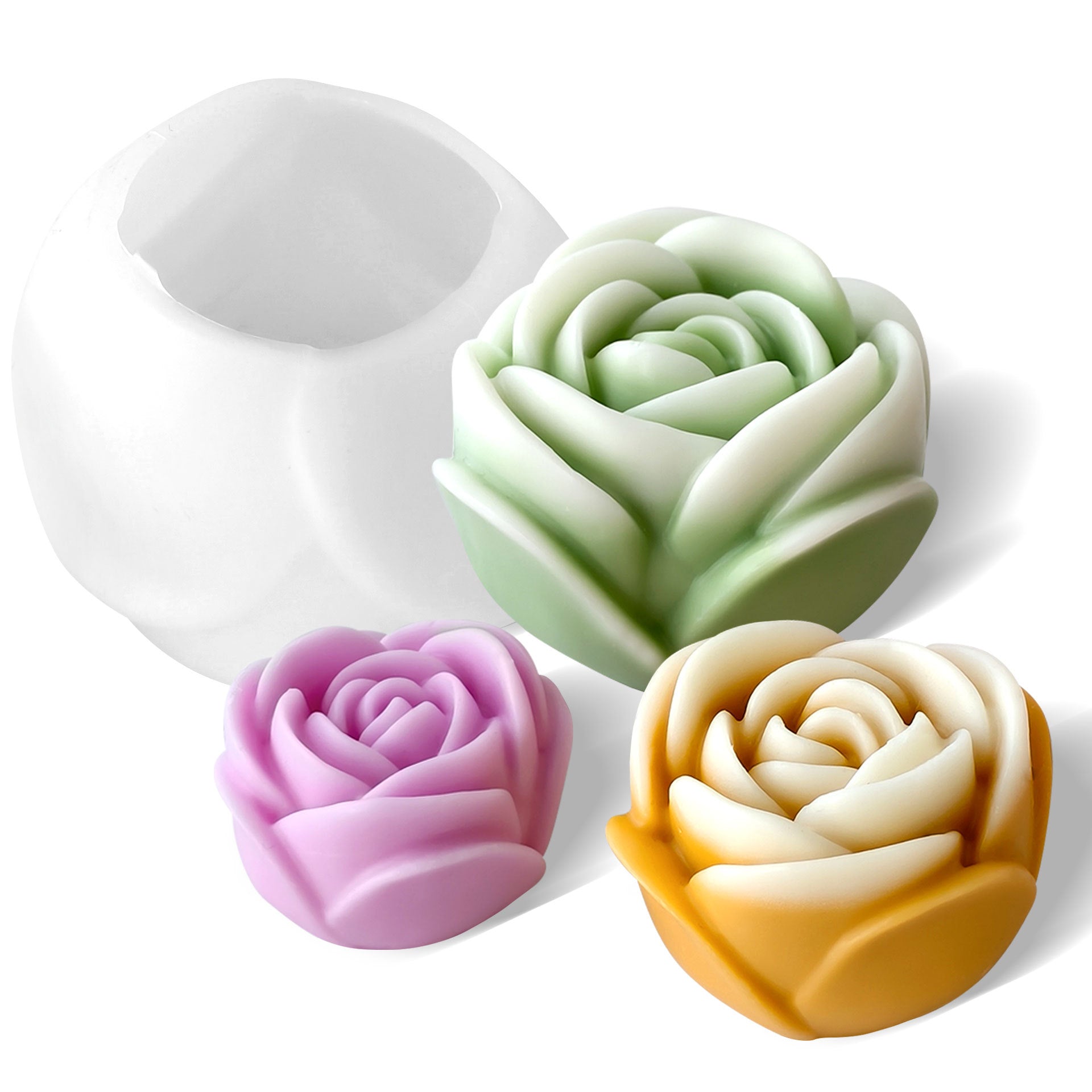 3D Rose Bloom Flower Scented Candle Silicone Mold DIY Epoxy Resin Decorative Ornament