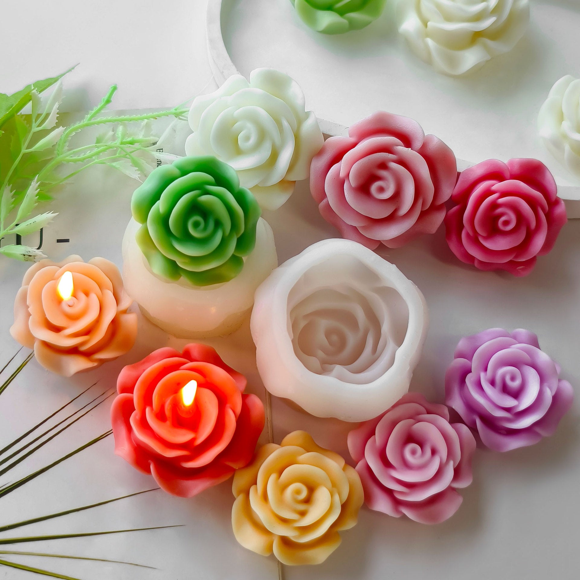 3D Rose Candle Silicone Mold Valentines Day Flower Plaster Resin Ornaments Mould