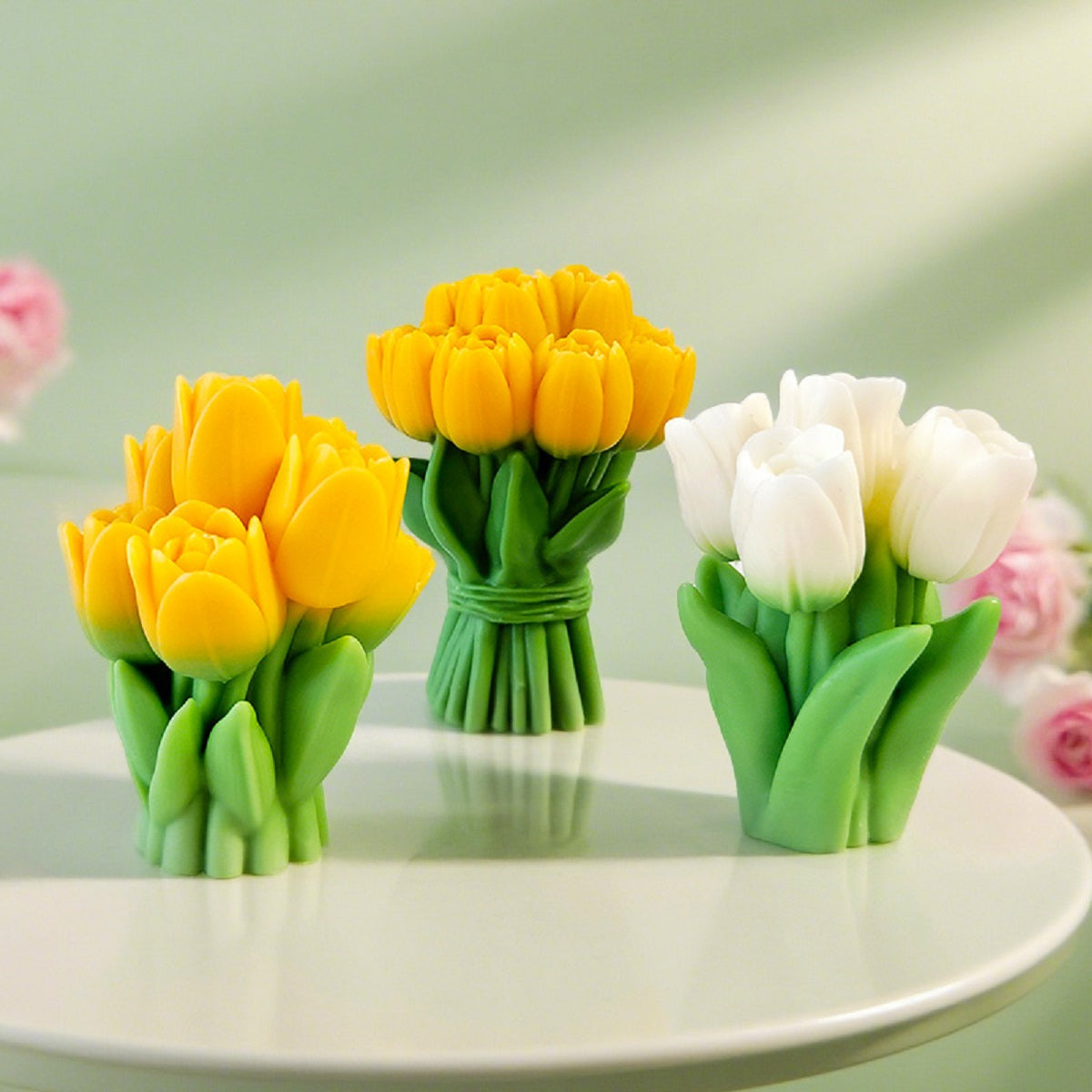 3D Tulip Bouquet Silicone Mold Candle Scented Mold Jesmonite & Resin Diffuser Stone Chocolate & Soap Candle Style 1