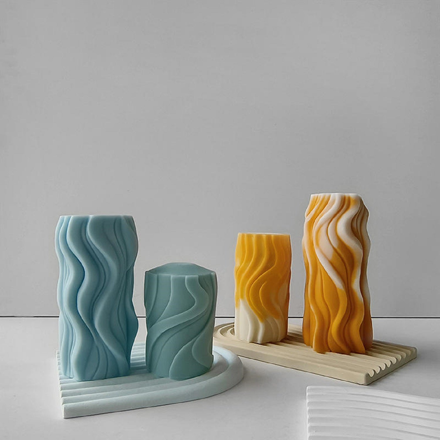 3D Wave Candle Molds Pillar Silicone Soap Mold DIY Handmade Craft Wax Moulds