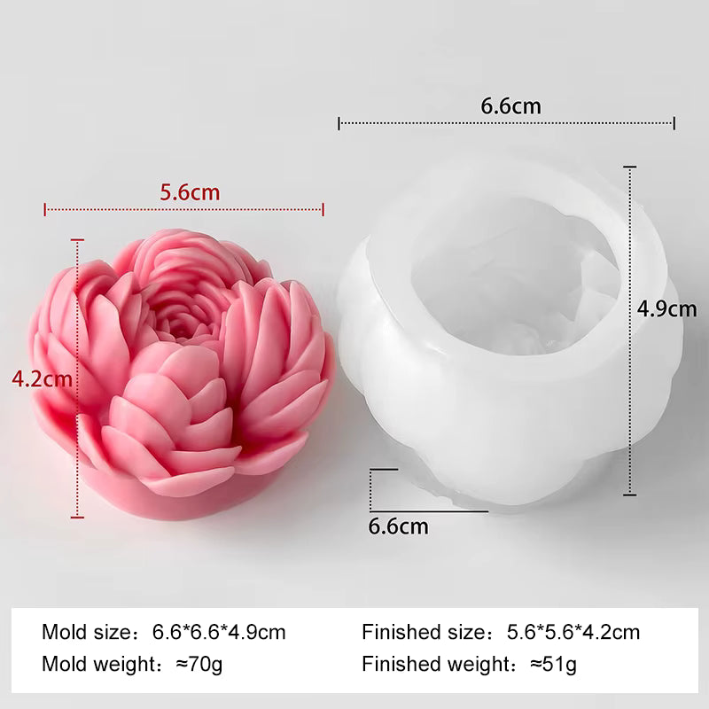 3D Wild Peony Candle Silicone Mold Flower Soap Mold DIY Resin Gypsum Clay Mold Wedding Home Decor Handmade Candle Making Supplies