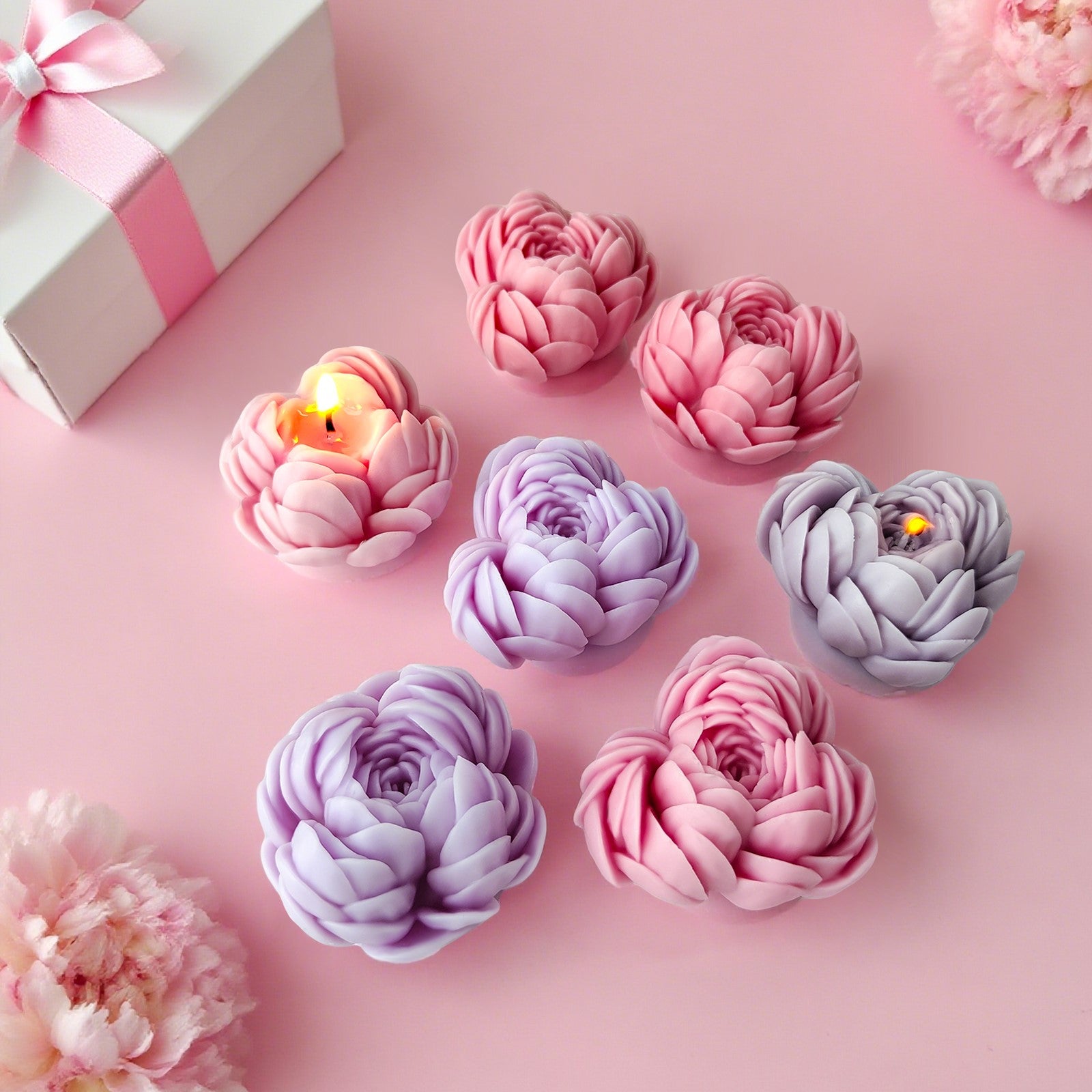 3D Wild Peony Candle Silicone Mold Flower Soap Mold DIY Resin Gypsum Clay Mold Wedding Home Decor Handmade Candle Making Supplies