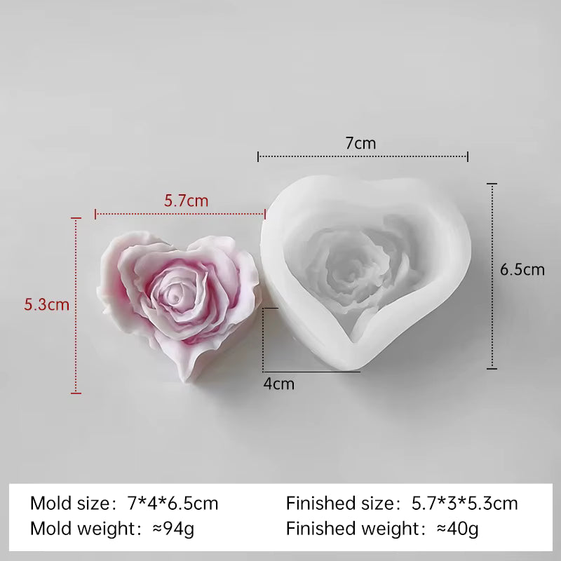 3d Design Valentines Day Love Rose Heart Silicone Soap Molds Diy Handmade Rose Flower Aromatherapy Gypsum Candle Silicone Mold