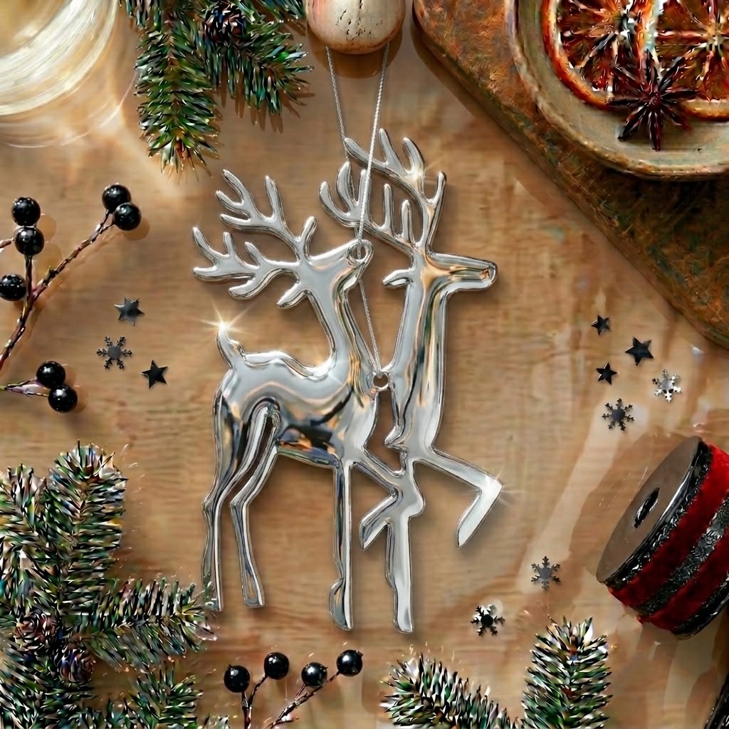 ⁠Double Reindeer Acrylic Cutout For Resin Art & DIY Crafts - Gold/Silver/Black