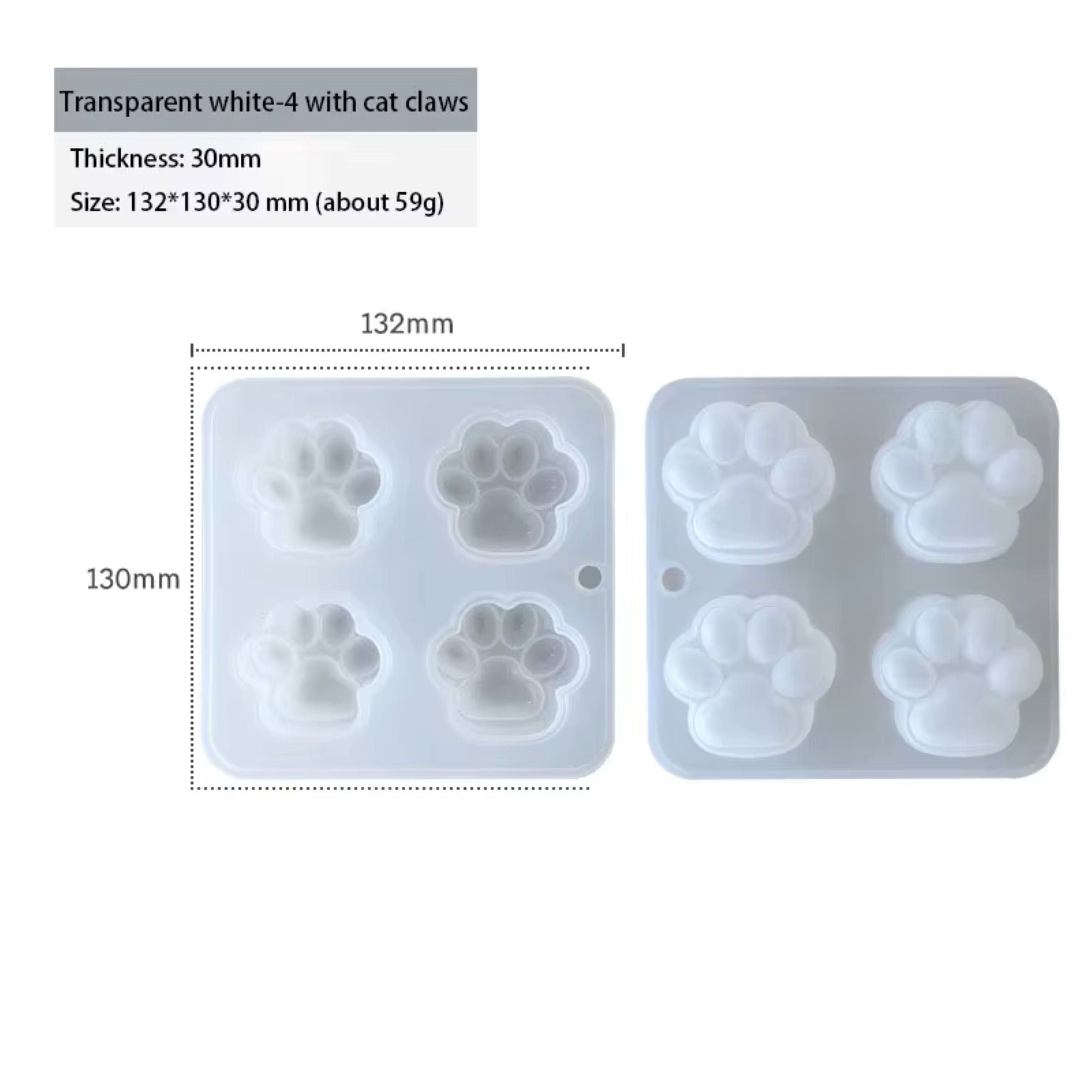 4-in-1 Paw Half Shiny Half Matte Silicone Mold For Candle, Resin, Jesmonite & DIY Art Crafts