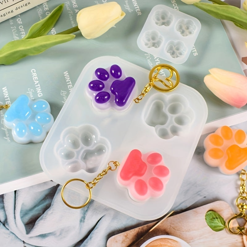 4-in-1 Paw Half Shiny Half Matte Silicone Mold For Candle, Resin, Jesmonite & DIY Art Crafts