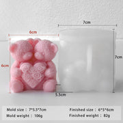 6cm Lovers Rose Bear For Candle, Resin, Gypsum & Art Crafts Making Silicone Mold