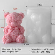 8cm Rose Bear For Candle, Resin, Gypsum & Art Crafts Making Silicone Mold