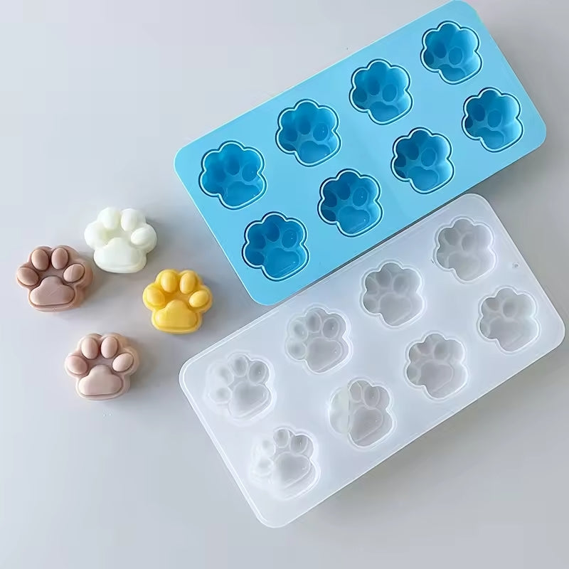 8-in-1 Paw Half Shiny Half Matte Silicone Mold For Candle, Resin, Jesmonite & DIY Art Crafts