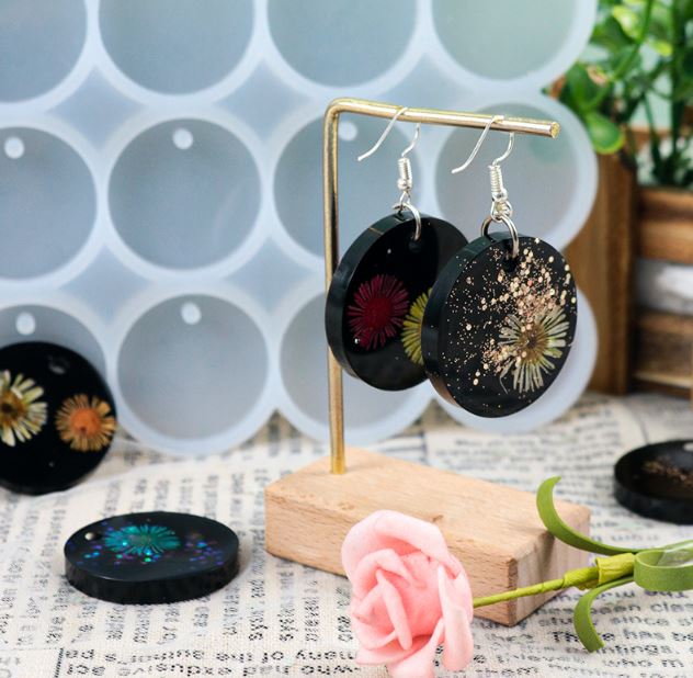 9 In 1 Cavity Round Agate Mould For Mobile Phone Holder Folding Grip Accessories and Keychain