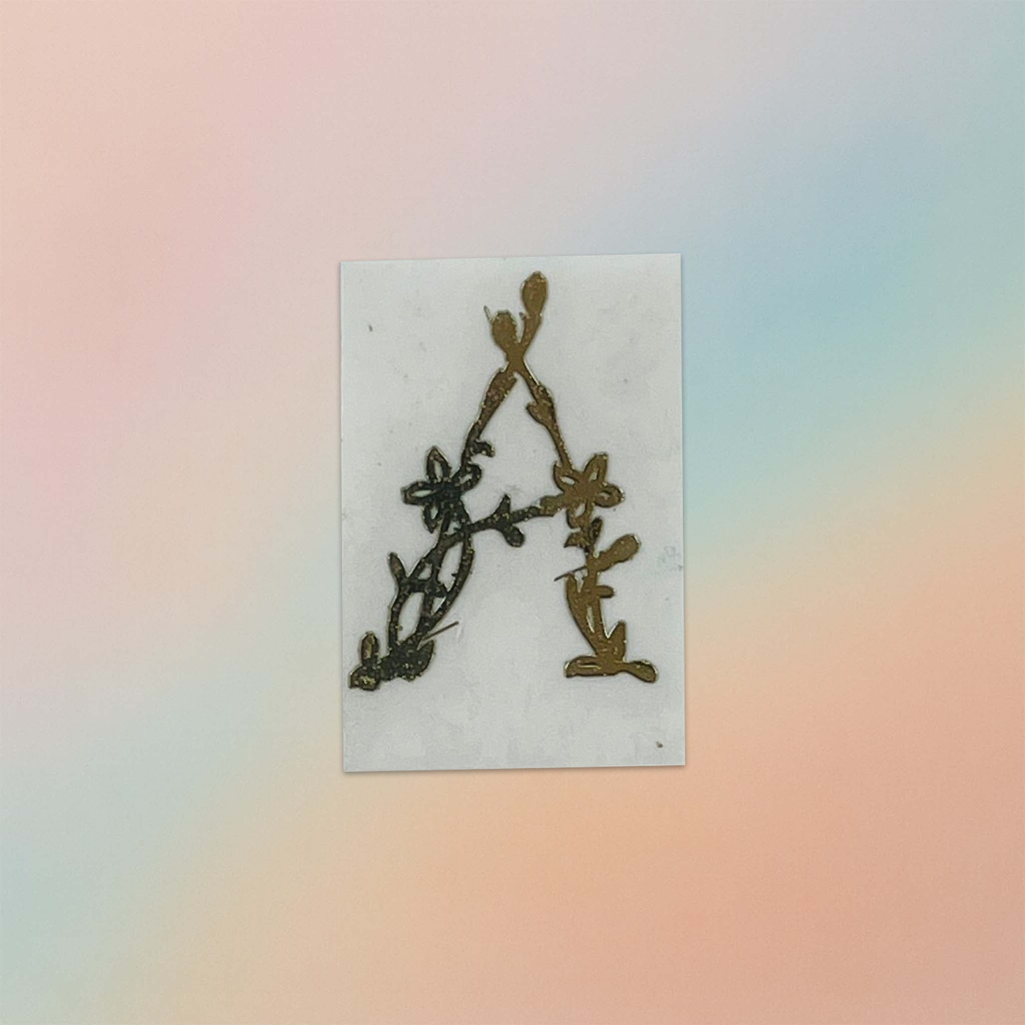 Alphabet Floral Stem Metal Sticker