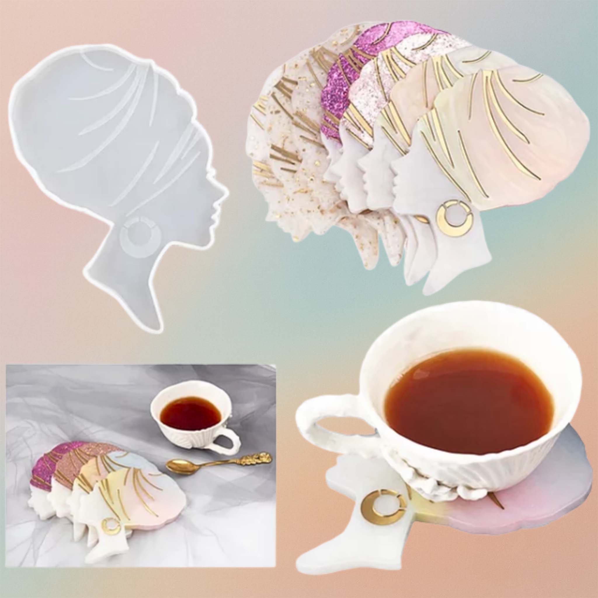 Afro Women Silicon Head Coaster Resin Mold
