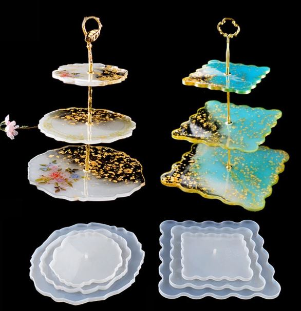 Agate Round Cake Stand Mould For Resin Art Silicon Mould