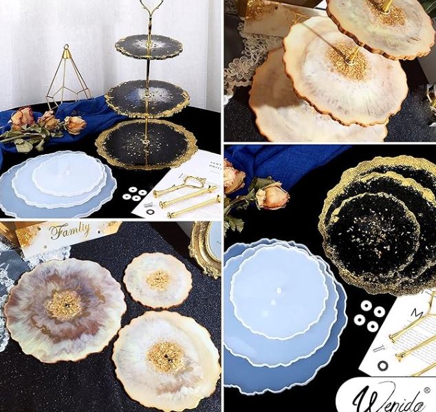 Agate Round Cake Stand Mould For Resin Art Silicon Mould