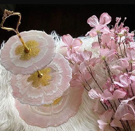 Agate Round Cake Stand Mould For Resin Art Silicon Mould