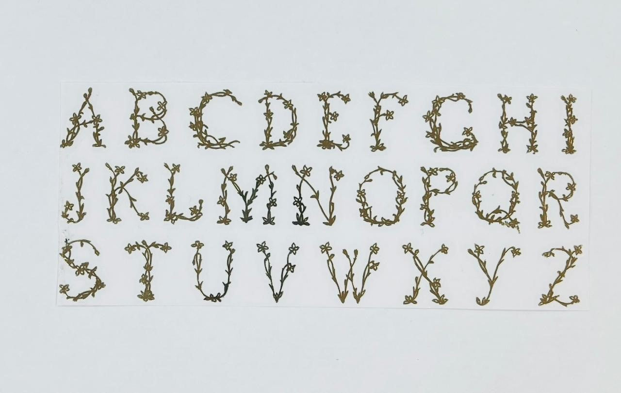 Alphabet Floral Stem Metal Sticker
