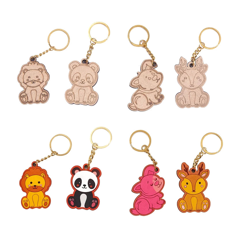 Pourezy Animal Wooden Keychains Set