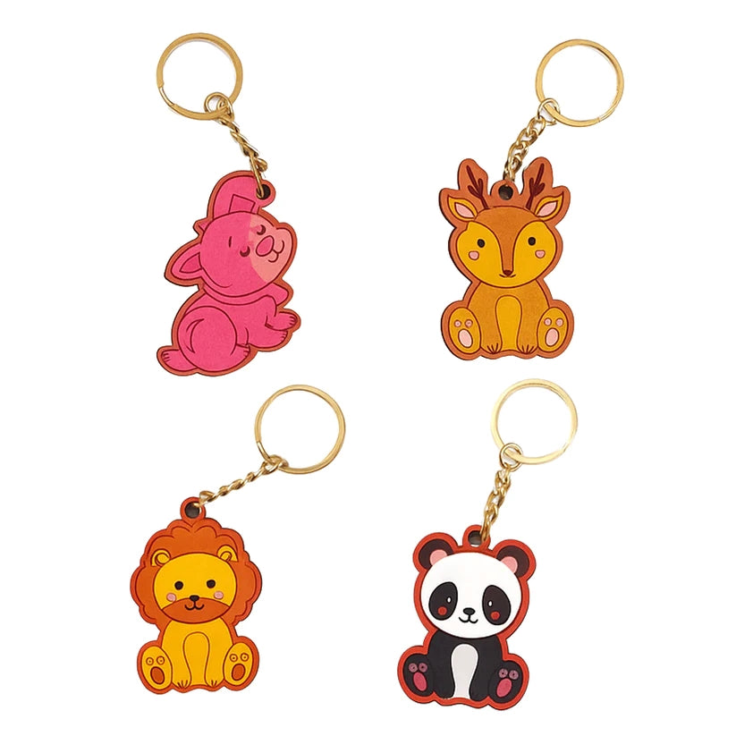 Pourezy Animal Wooden Keychains Set