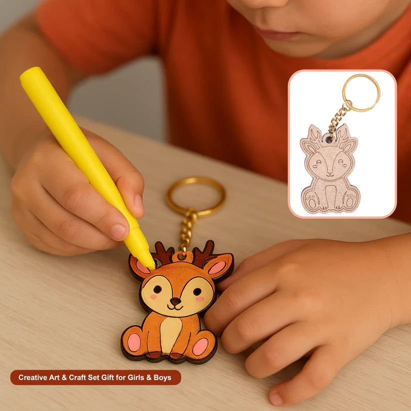 Pourezy Animal Wooden Keychains Set