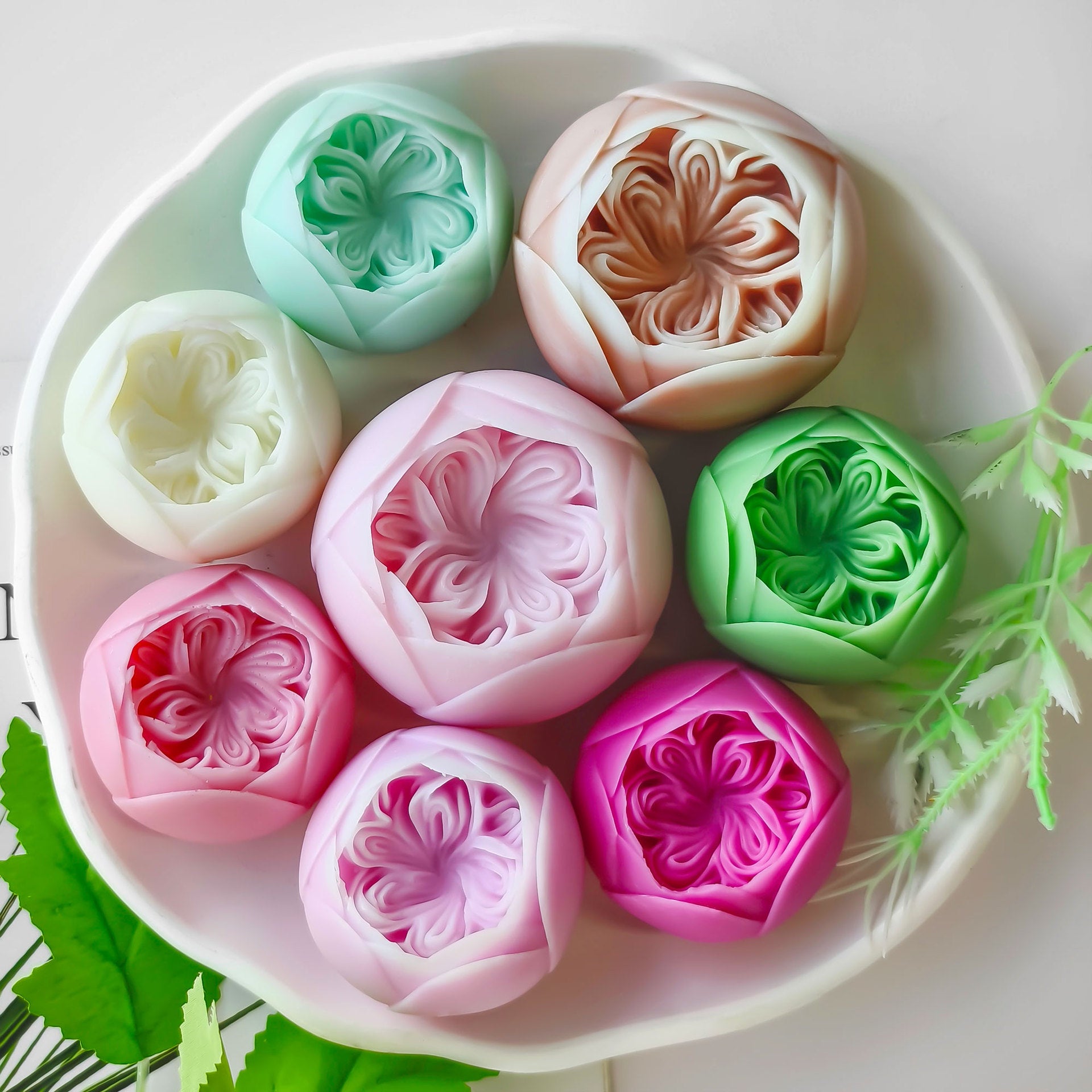 Austin Rose Silicone Wax Mold for DIY Handmade Flower Candles Soap Diffusers Plaster Ornaments & Home Decor Supplies