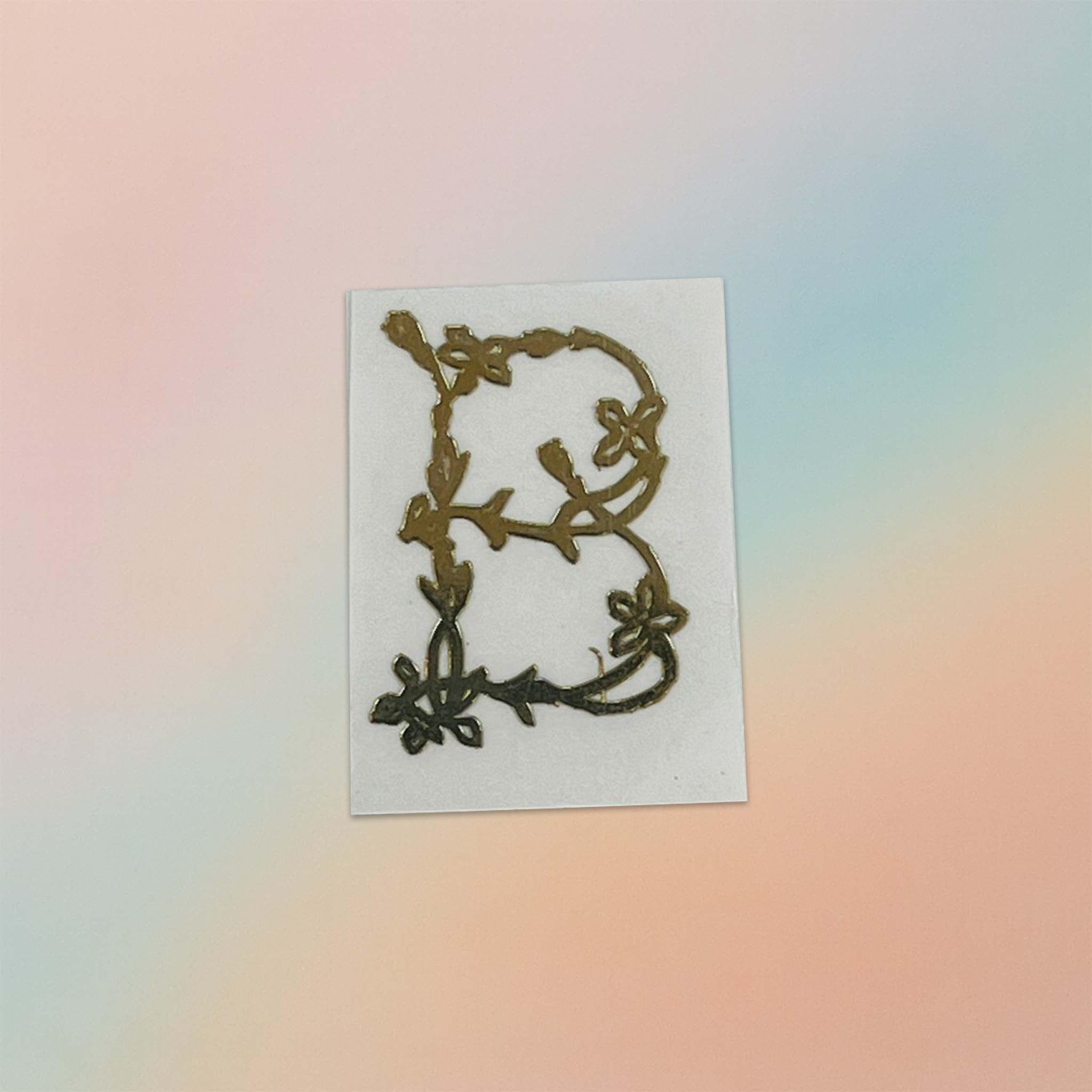 Alphabet Floral Stem Metal Sticker