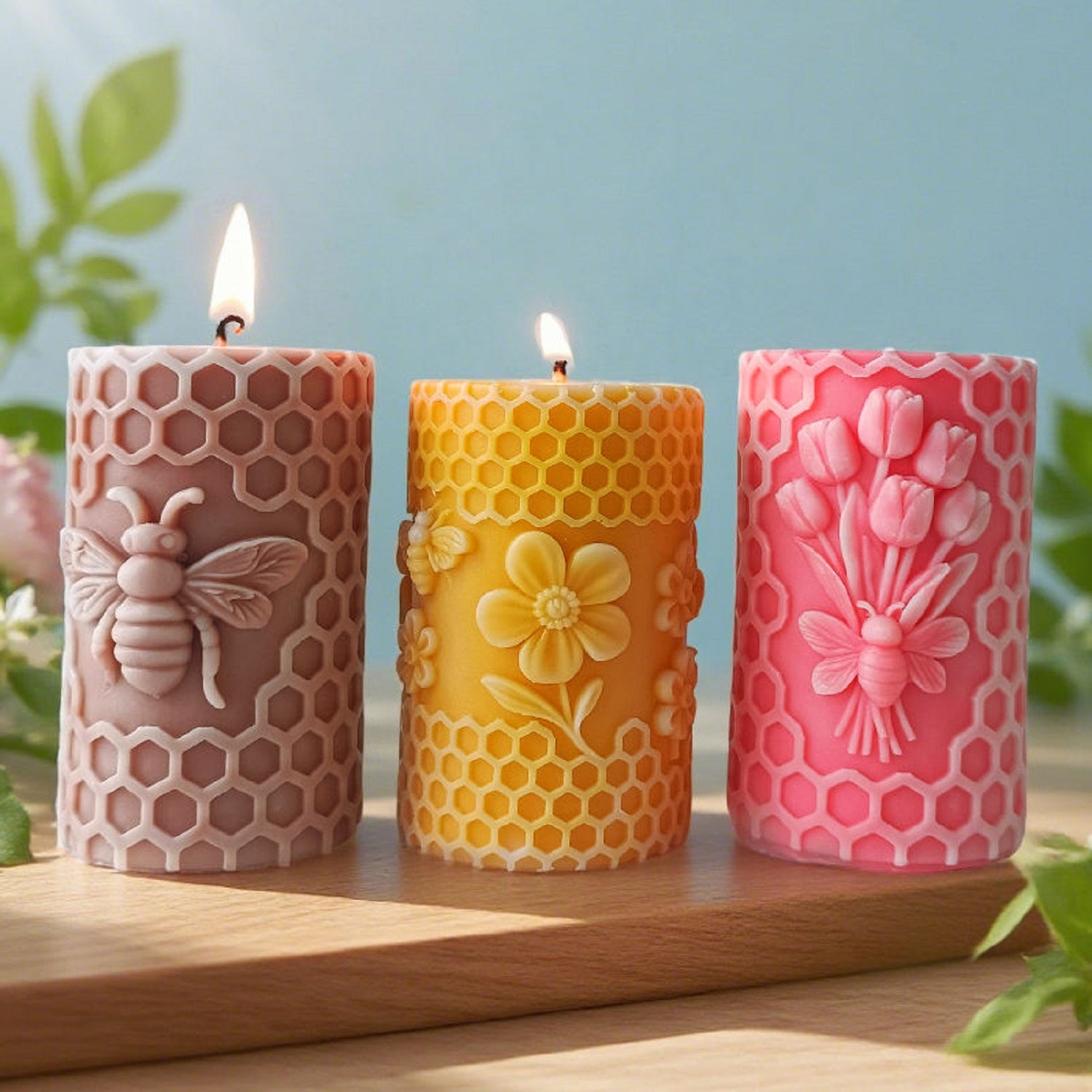 Bee Cylinder Silicone Candle Mold Diy Honeycomb Aromatherapy Candle Handmade Soap Grinder