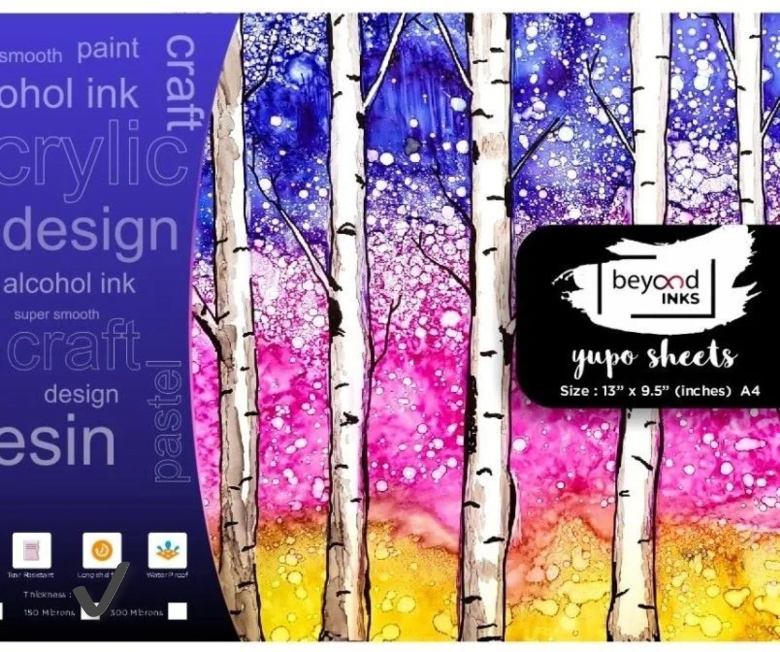 Beyond Inks Yupo Paper for Alcohol Ink A4 150 Micron