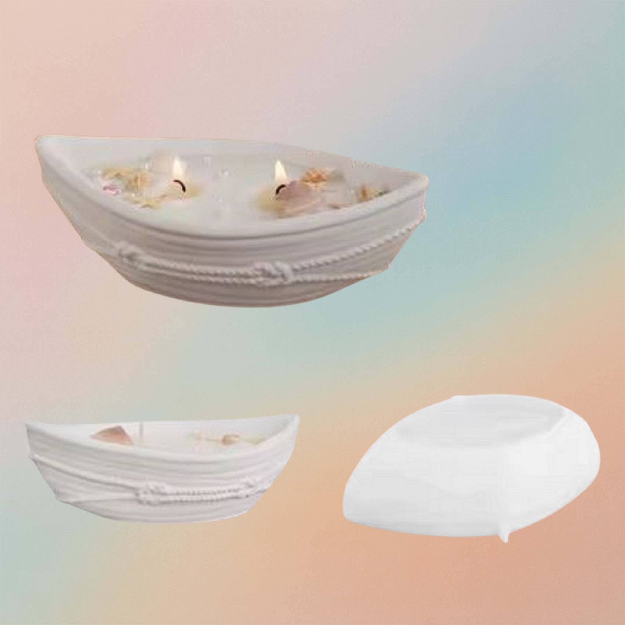 Boat Shape Candle Holder Gypsum Molds Storage Box