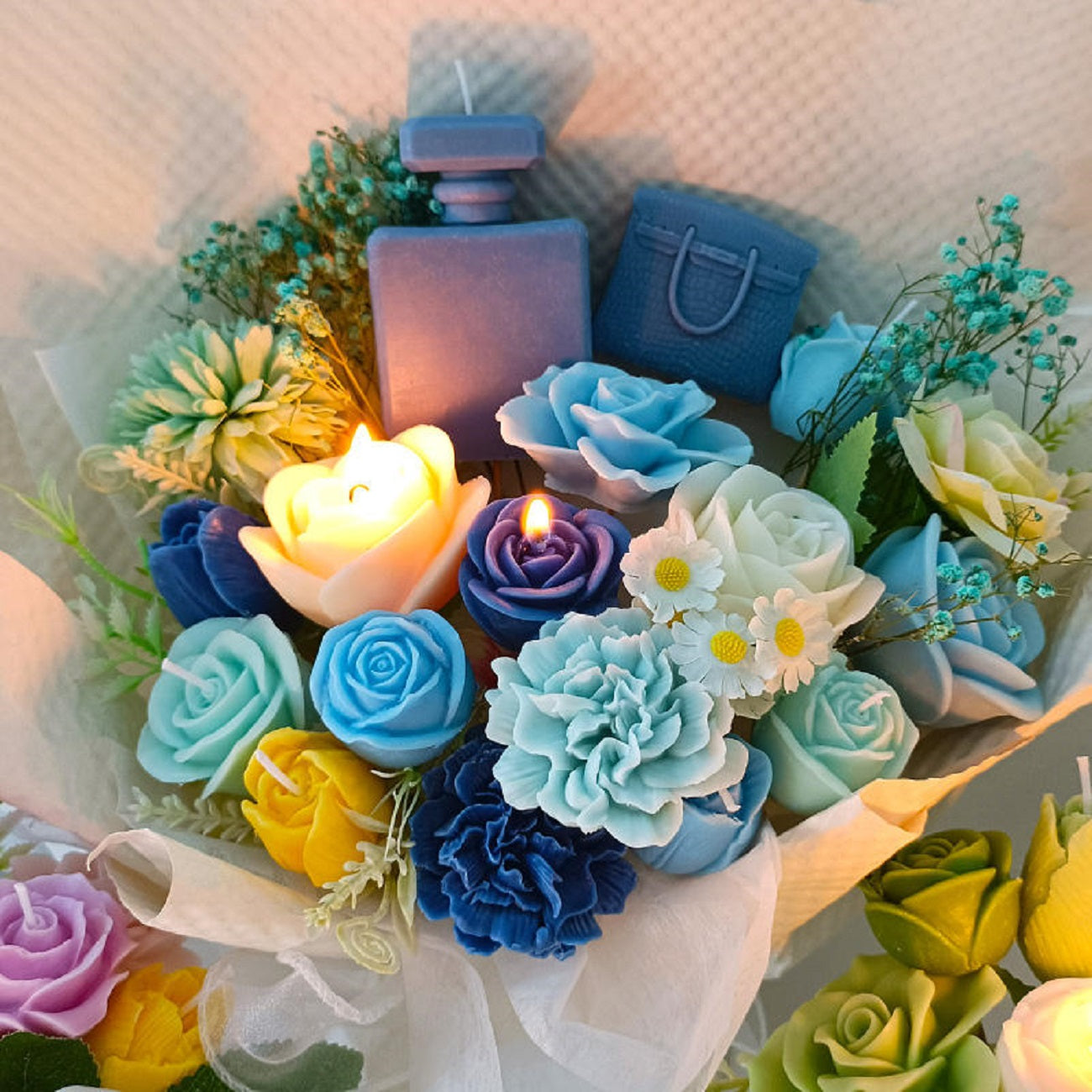 Cute Flower Bloom Rose Event Candle Wax Jesmonite Concrete Silicone Mould DIY