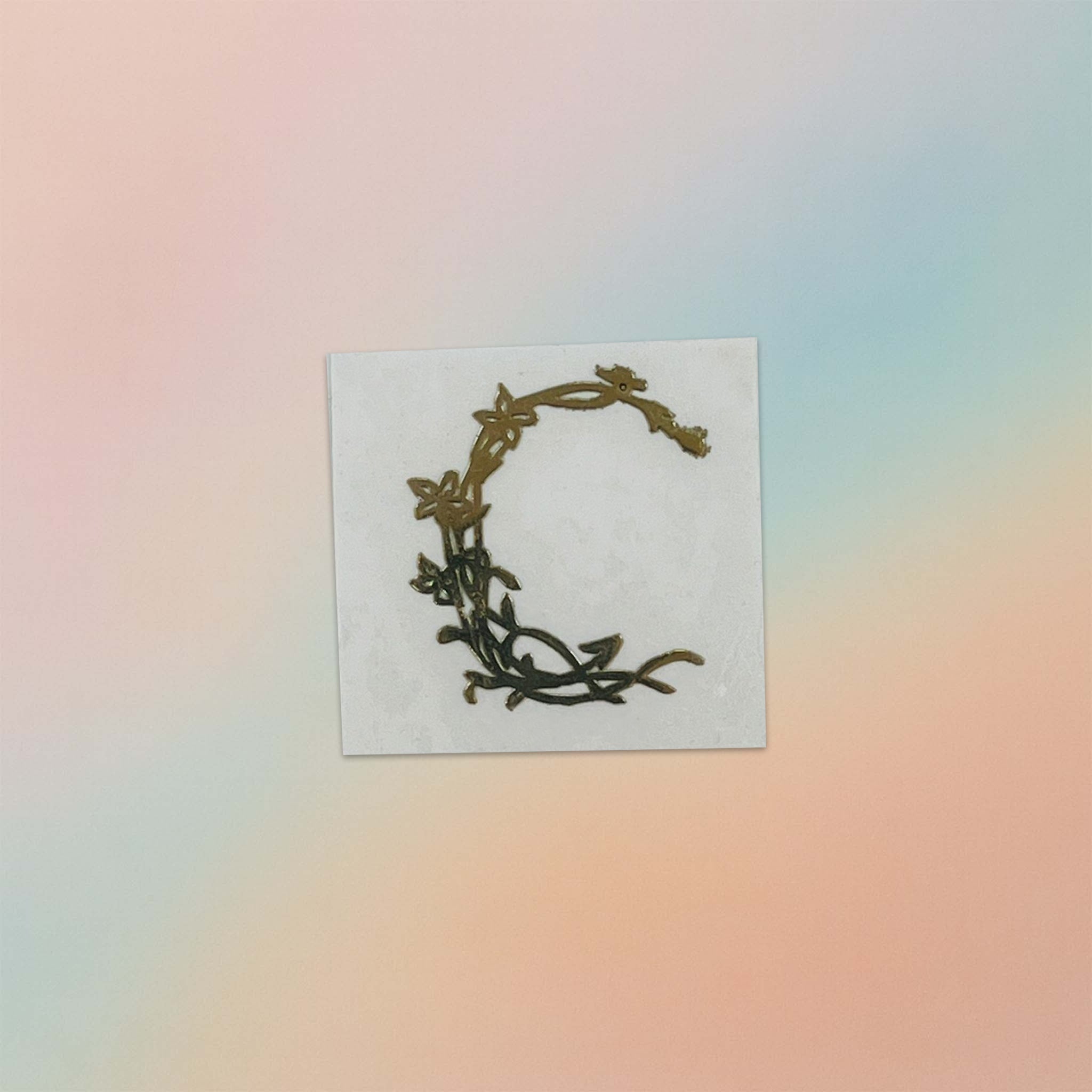 Alphabet Floral Stem Metal Sticker