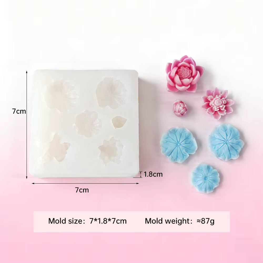 Candle Mould Silicone 5 Cavity Lotus Flower Mold for Candle Making Chocolate Mould Silicone Reusable Flower Candle Mould for Resin Art DIY Home Décor