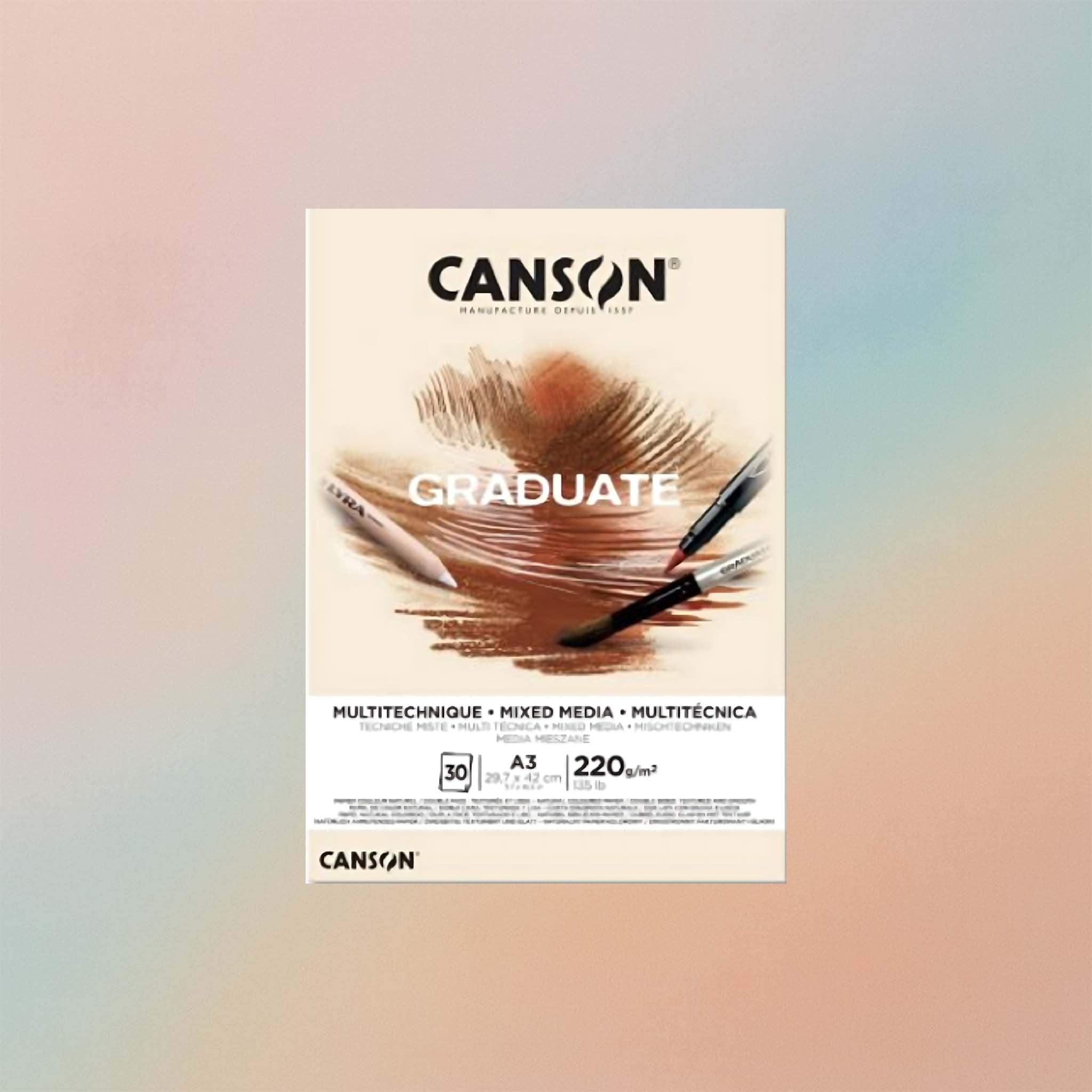 Canson Gaduate Mixed Media A3 30Sheets 220GSM Natural Paper