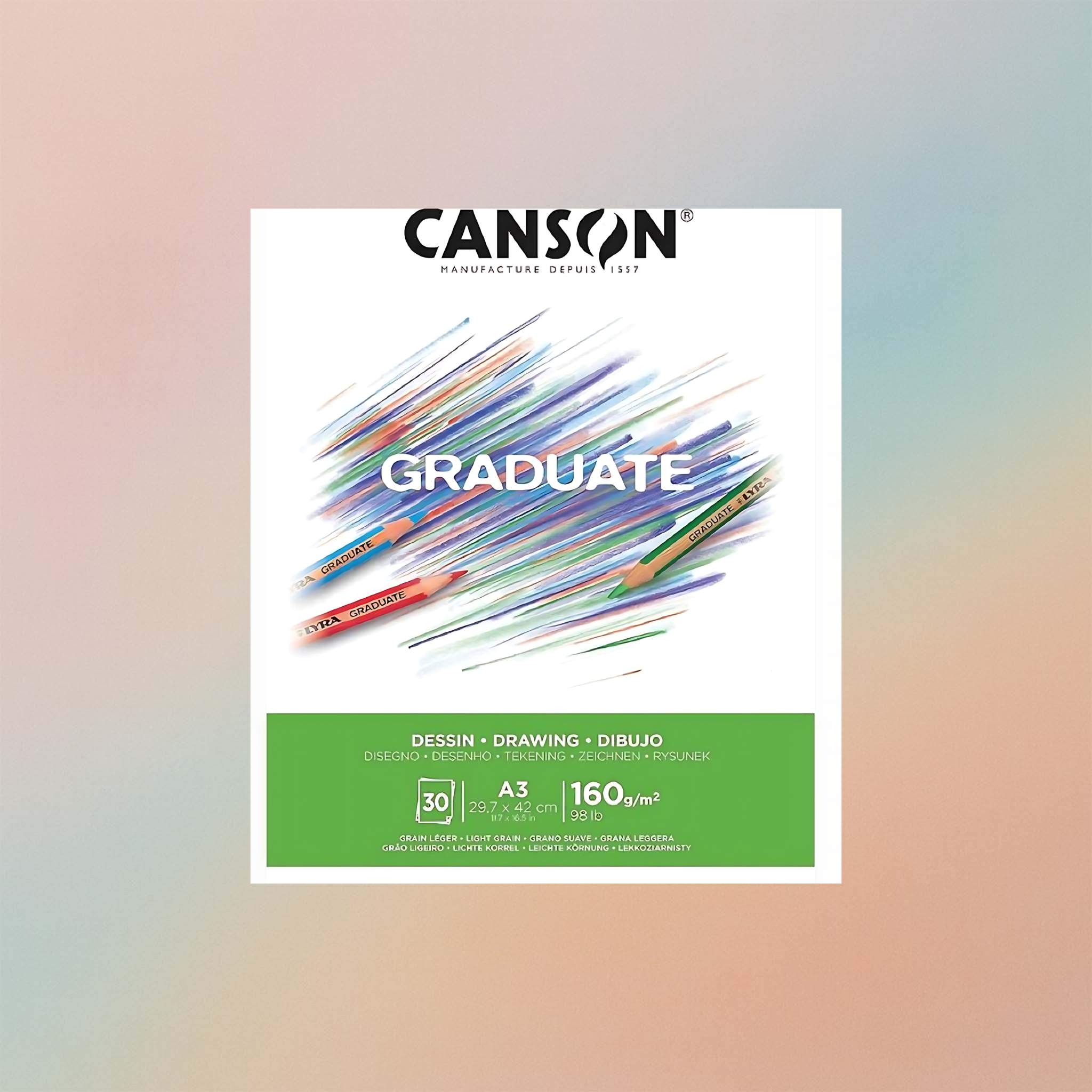 Canson Graduate Drawing Pad A3 30Sheets 160GSM White Paper