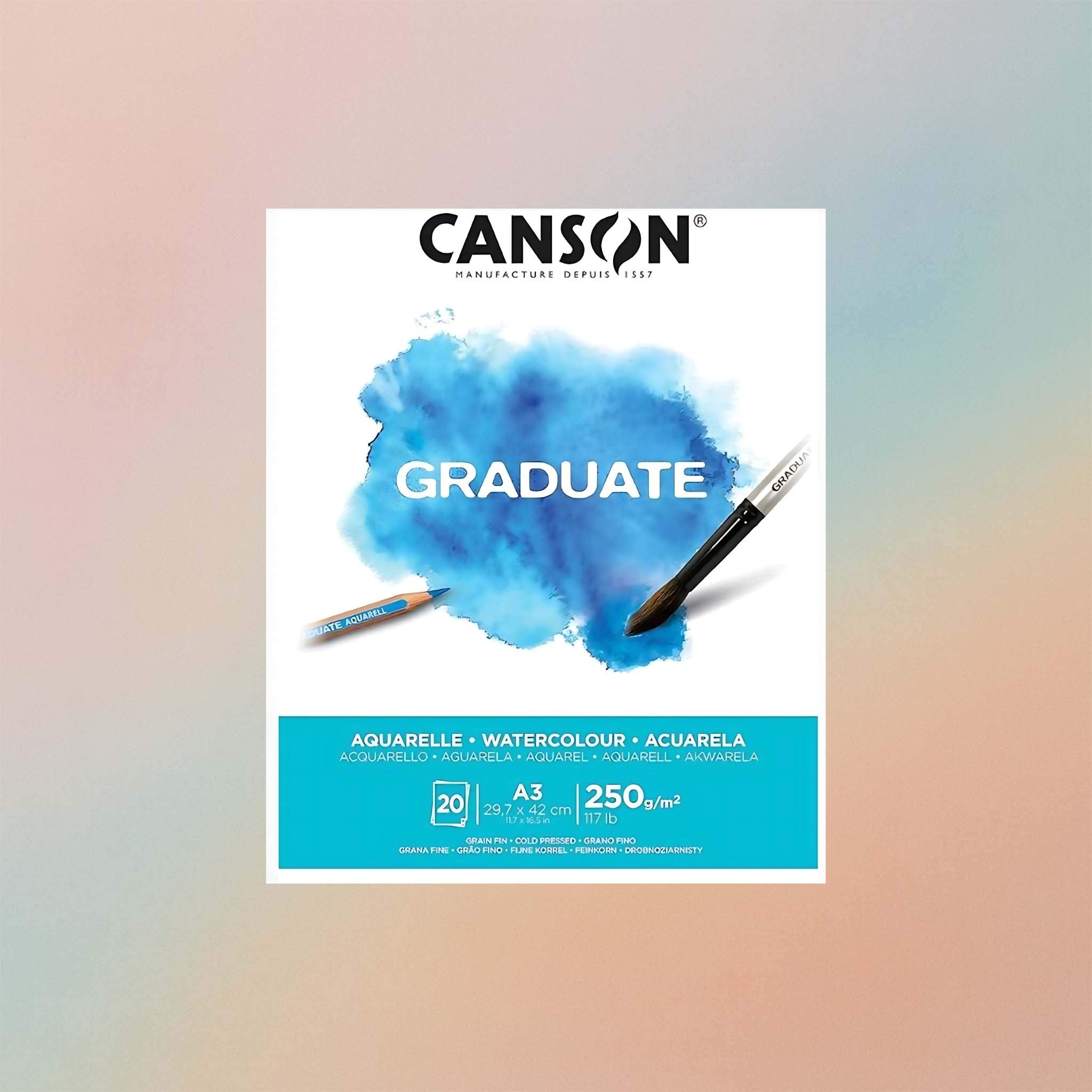 Canson Graduate Water Colour Pad A3 20Sheets 250GSM