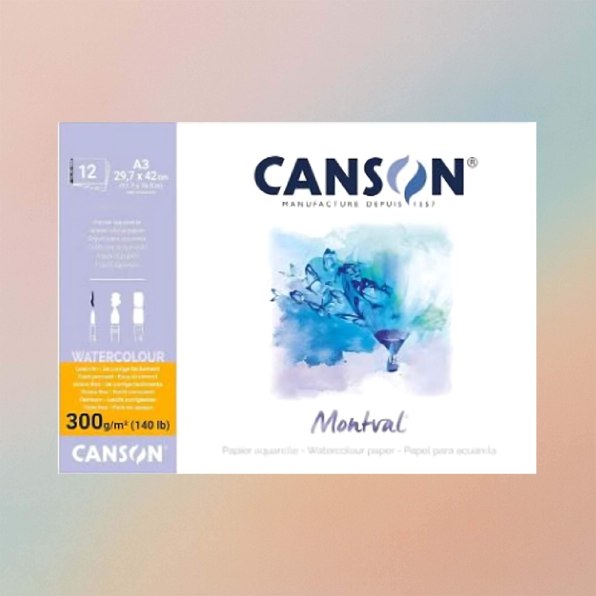 Canson Montval  Water Colour Pad 12Sheet A3 300GSM